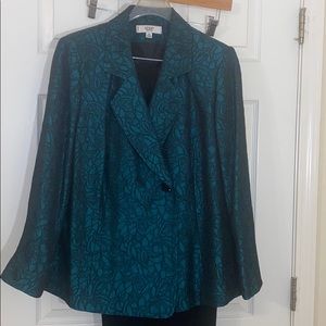 Le Suit green and black pantsuit. 16W